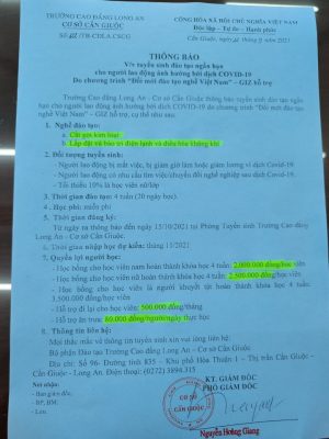 VĂN BẢN TUYỂN SINH TRƯỜNG NGHỀ CẦN GIUỘC